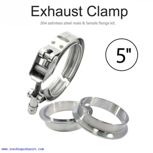 5'' Quick Release V-Band Clamp Exhaust Downpipe 304 Stainless Steel Male Female