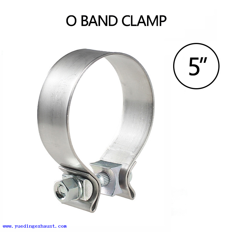 5 Inch Butt Joint Exhaust Clamps - 304 Stainless Steel (4 Pack) For Muffler & Pipes