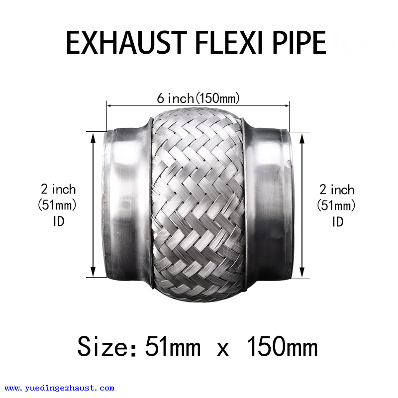 51mm x 150mm Weld On Exhaust Flexi Pipe Flex Joint Flexible Tube Repair